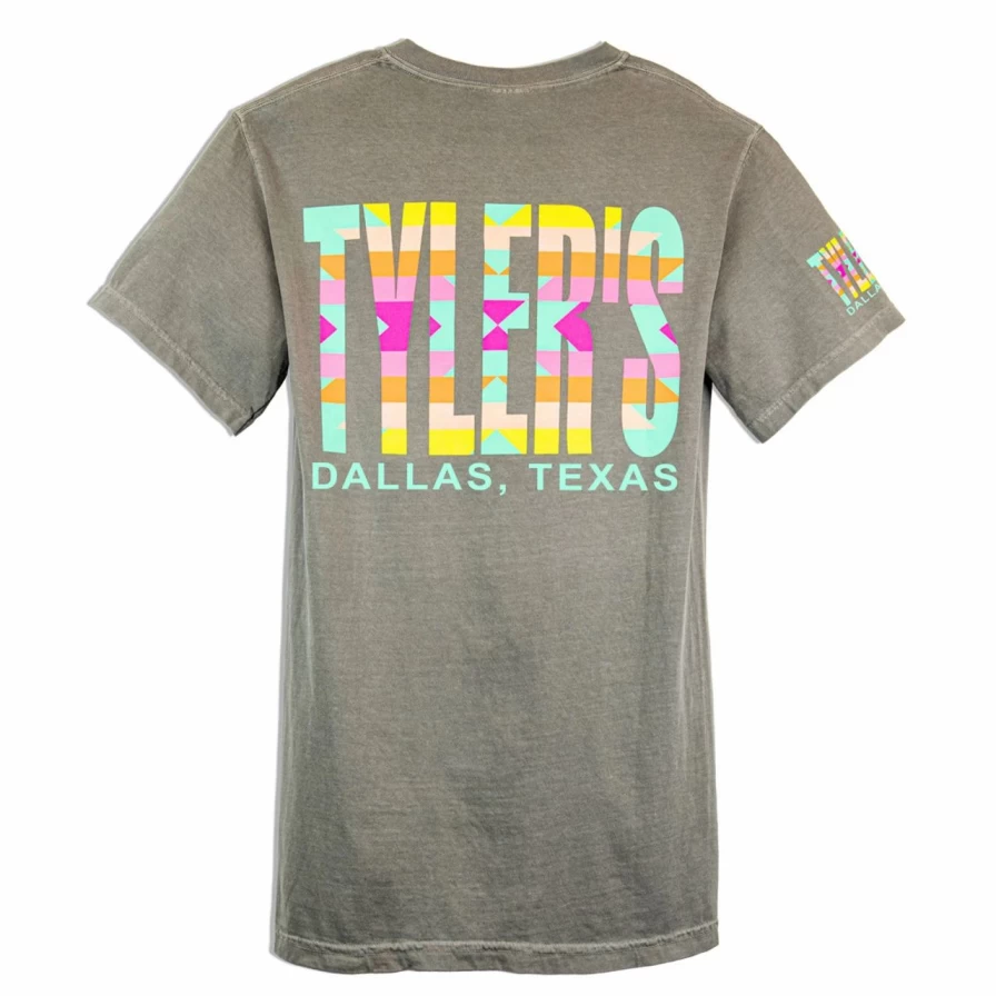 Men's Comfort Color Pocket T-Shirt - Grey Pastel Aztec Print Casual Tee