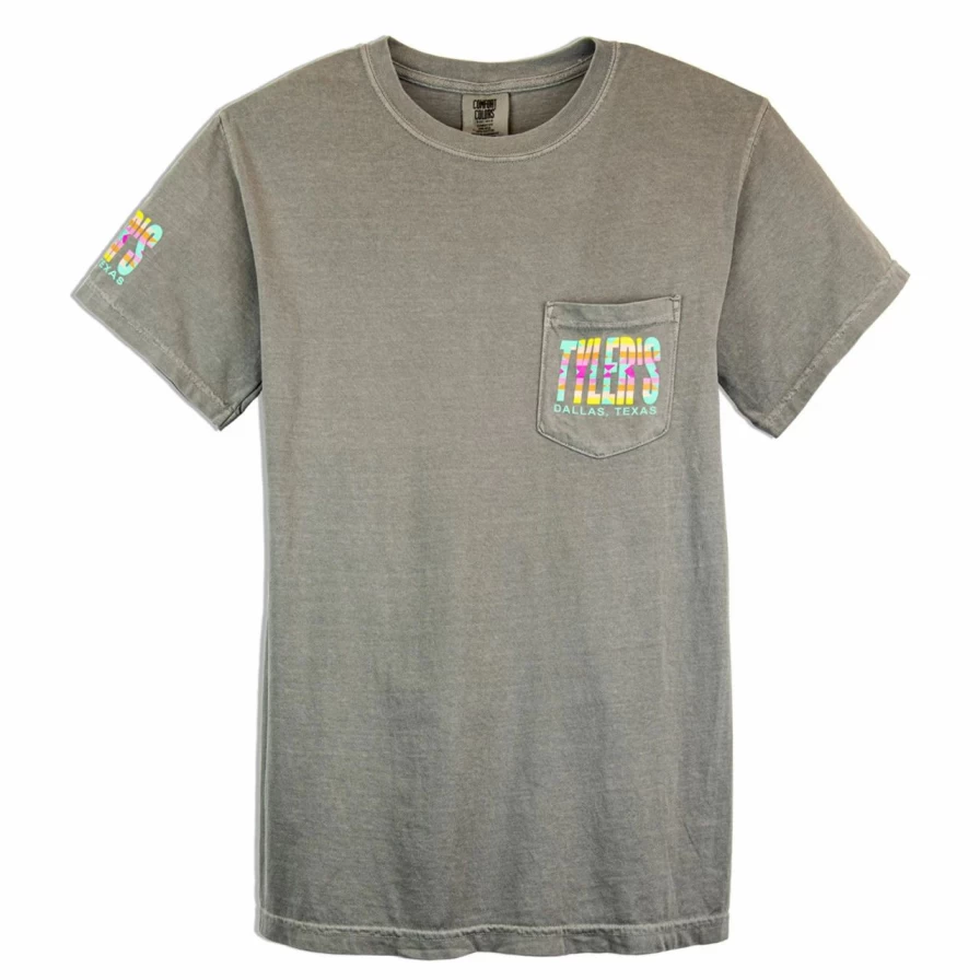 Men's Comfort Color Pocket T-Shirt - Grey Pastel Aztec Print Casual Tee