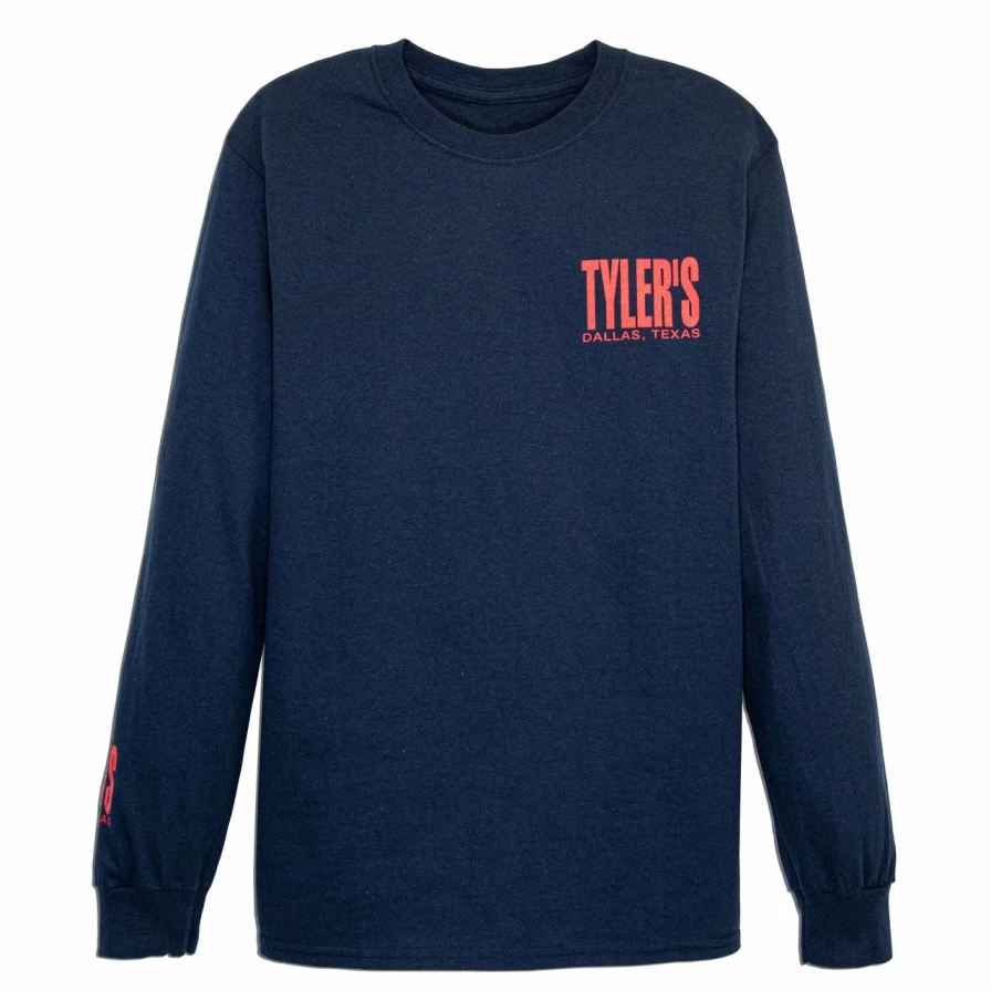 Men's Long Sleeve Dallas Graphic T-Shirt - Navy/Red/White Striped Casual Tee