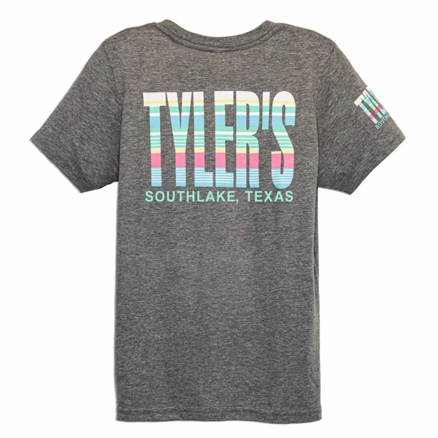 Kids' Grey and Striped Track Tee by Tyler's - Comfortable Athletic Shirt for Boys and Girls