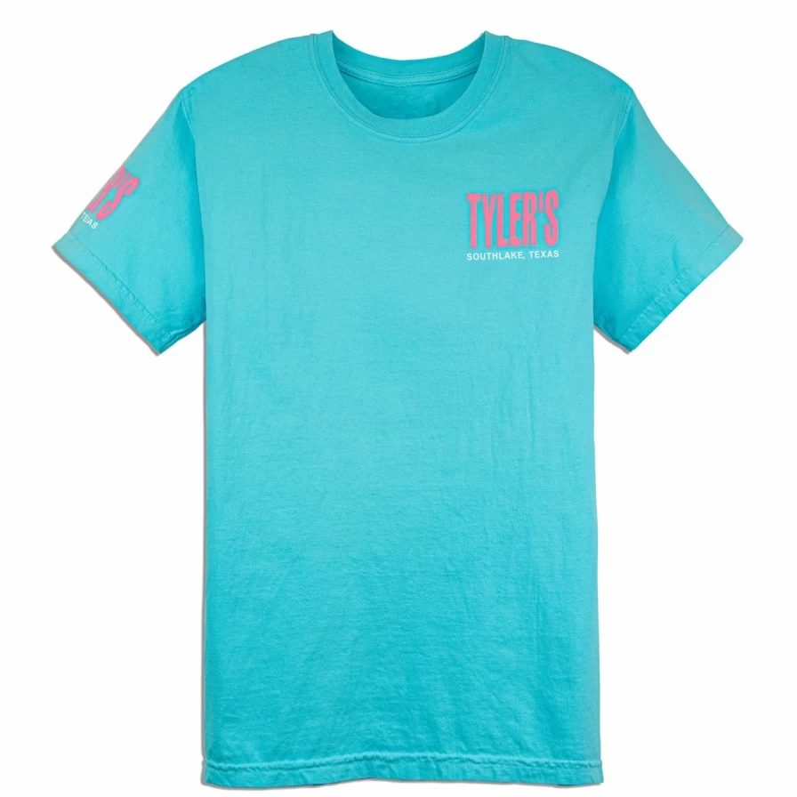 "Lagoon Blue and Baby Pink Comfort Color T-Shirt by Tyler's - Soft Casual Tee for Men and Women"