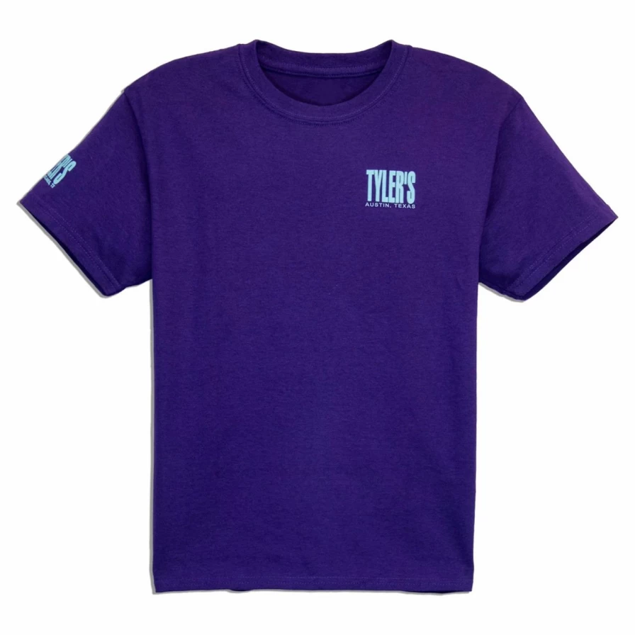 Kids' Purple and Aqua Graphic Tee - Austin Themed Casual Shirt for Children