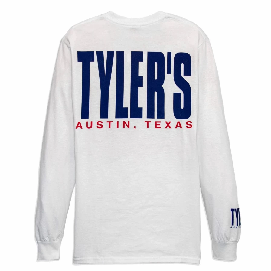 Men's Casual Long Sleeve T-Shirt - Austin Style White and Navy Striped Tee