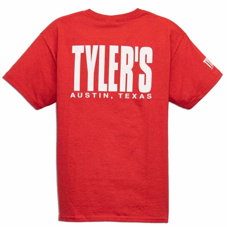 Kids' Red and White Graphic Tee - Austin Themed Tyler's Style T-Shirt for Children