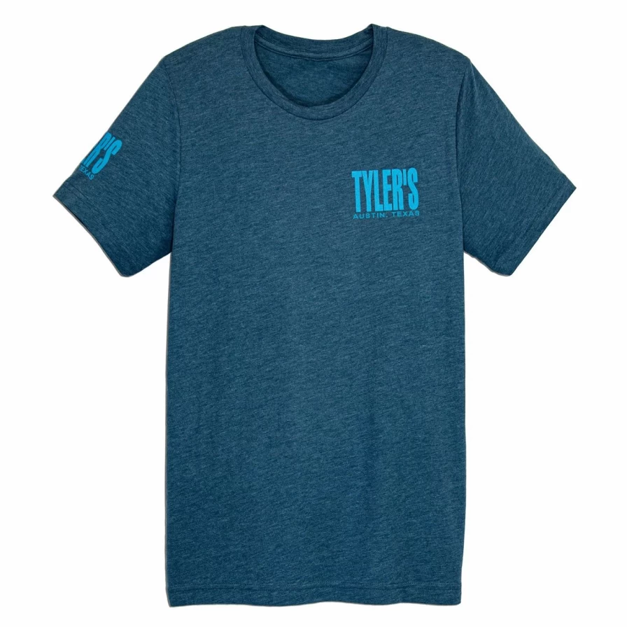 "Men's Steel Blue & Turquoise Graphic Track Tee by Tyler's - Austin Vintage Style T-Shirt"