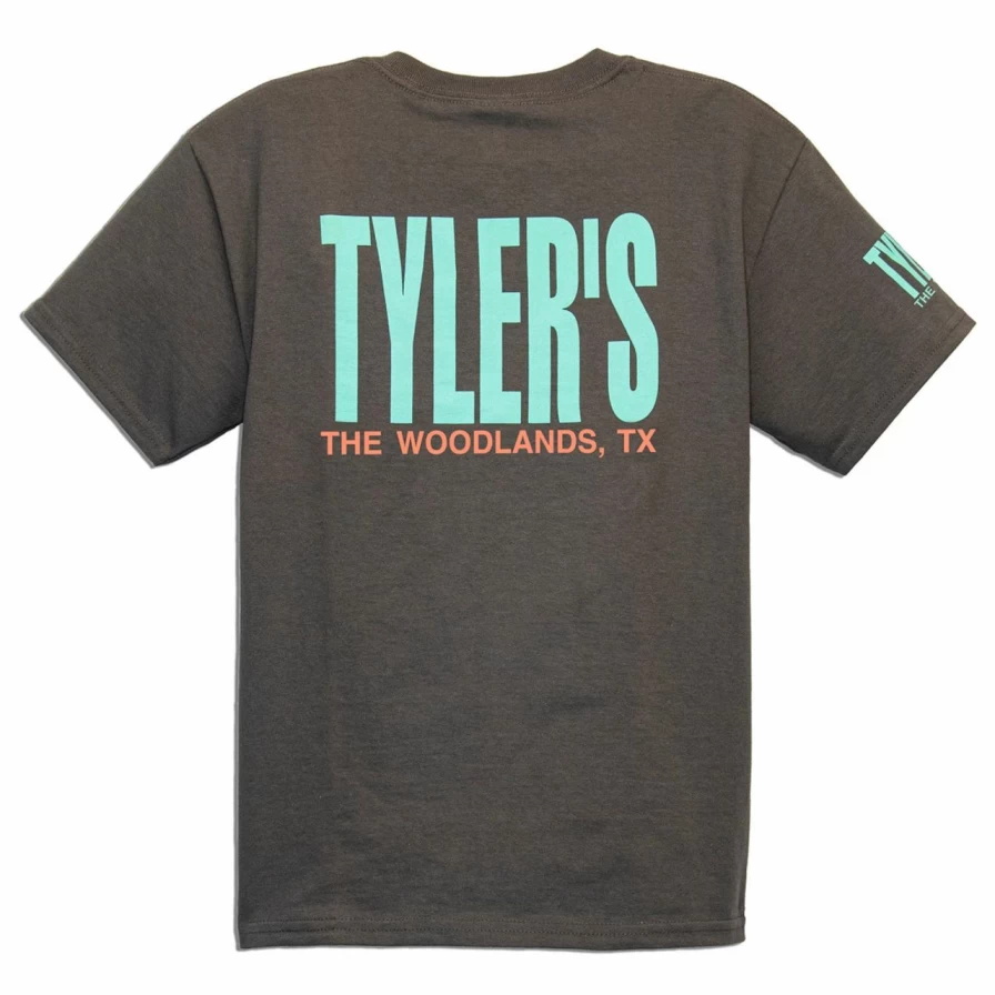Kids' Tyler's Tee - Charcoal/Mint Striped Casual T-Shirt for Boys & Girls