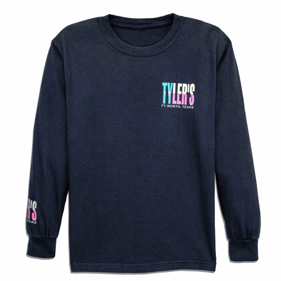 "Boys' Long Sleeve Comfort Color Tee with Pastel Texas Flag Design - Fort Worth Inspired"