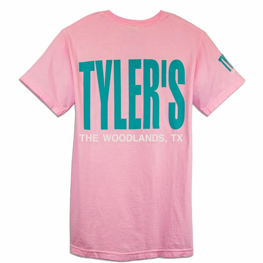 "Tyler's Comfort Color Tee - Soft Blossom Pink & Teal Vintage Washed T-Shirt"
