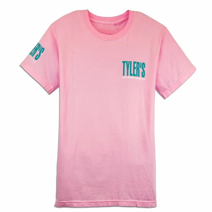 "Tyler's Comfort Color Tee - Soft Blossom Pink & Teal Vintage Washed T-Shirt"