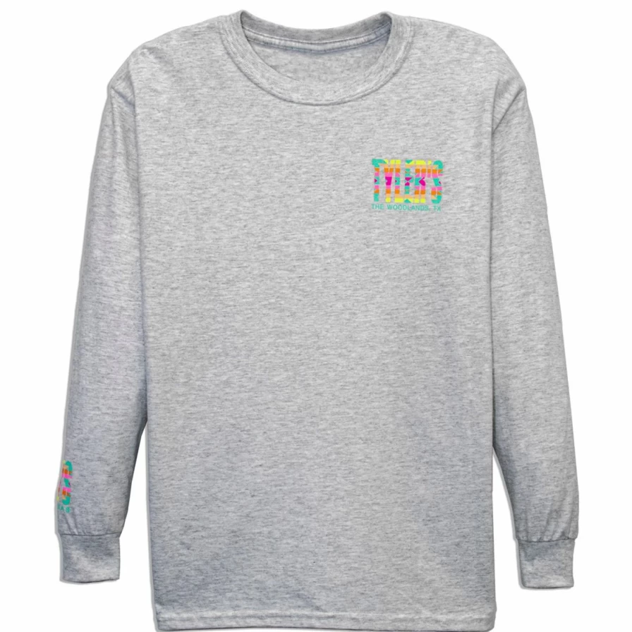 Boys' Long Sleeve Aztec Print T-Shirt - Grey Tribal Graphic Tee for Kids