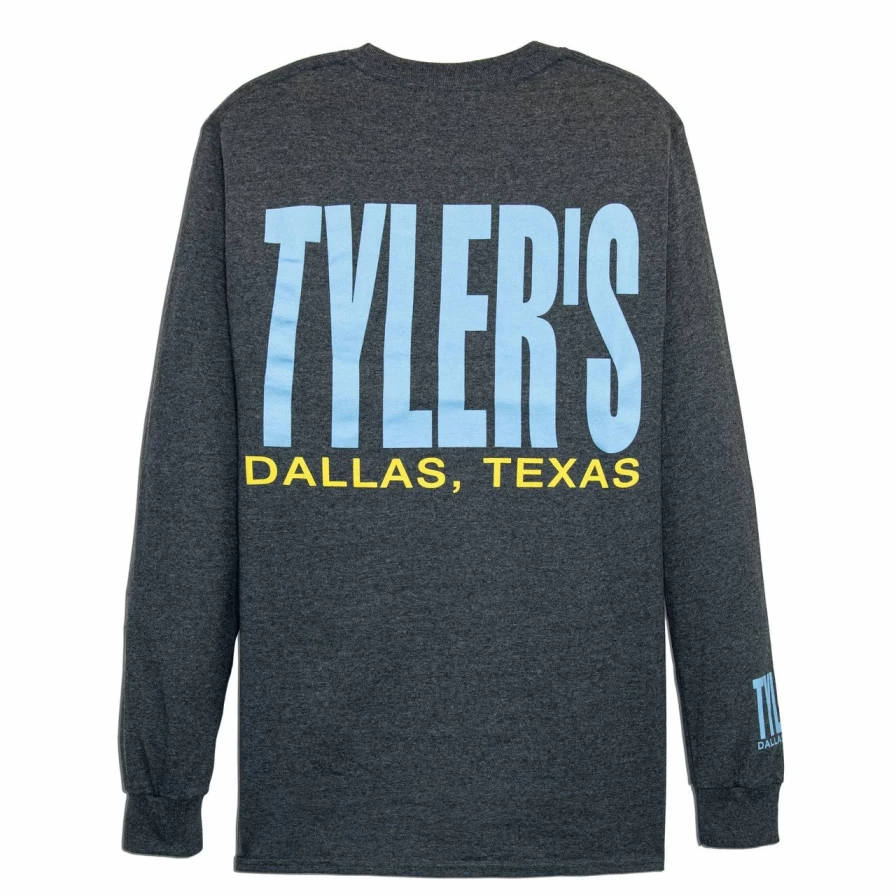 Men's Long Sleeve T-Shirt - Dark Heather & Light Blue Casual Tee - Dallas Style Comfort Fit Top