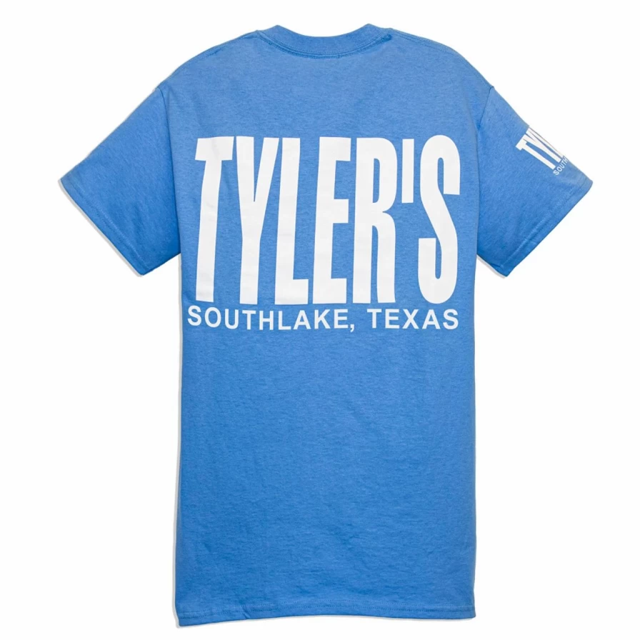 "Men's Light Blue and White T-Shirt - Southlake Collection Casual Comfort Fit Tee"