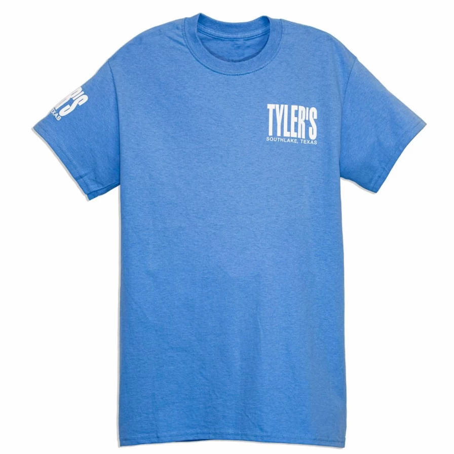 "Men's Light Blue and White T-Shirt - Southlake Collection Casual Comfort Fit Tee"