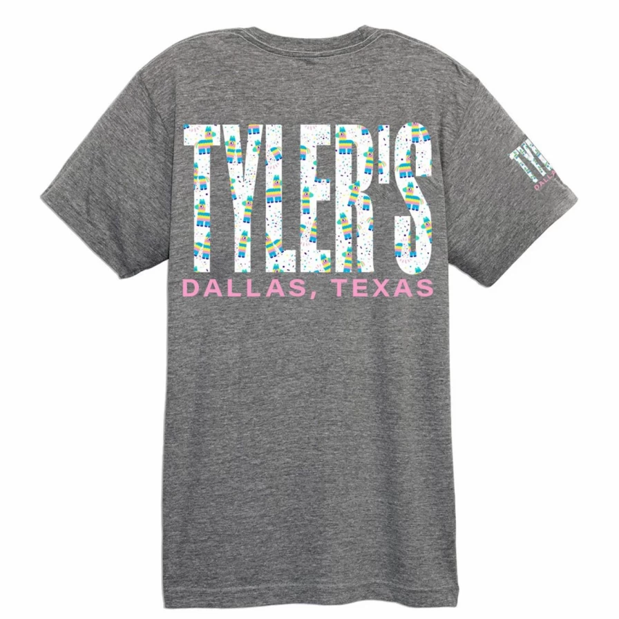 Tyler's Dallas Pinata Graphic Tee in Athletic Grey - Fun Party T-Shirt