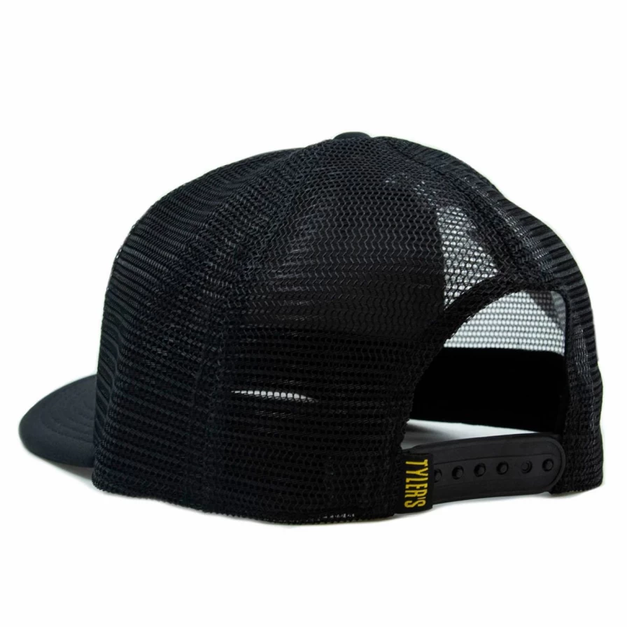 Black Smiley Face Trucker Hat - Adjustable Mesh Back Cap for Men & Women