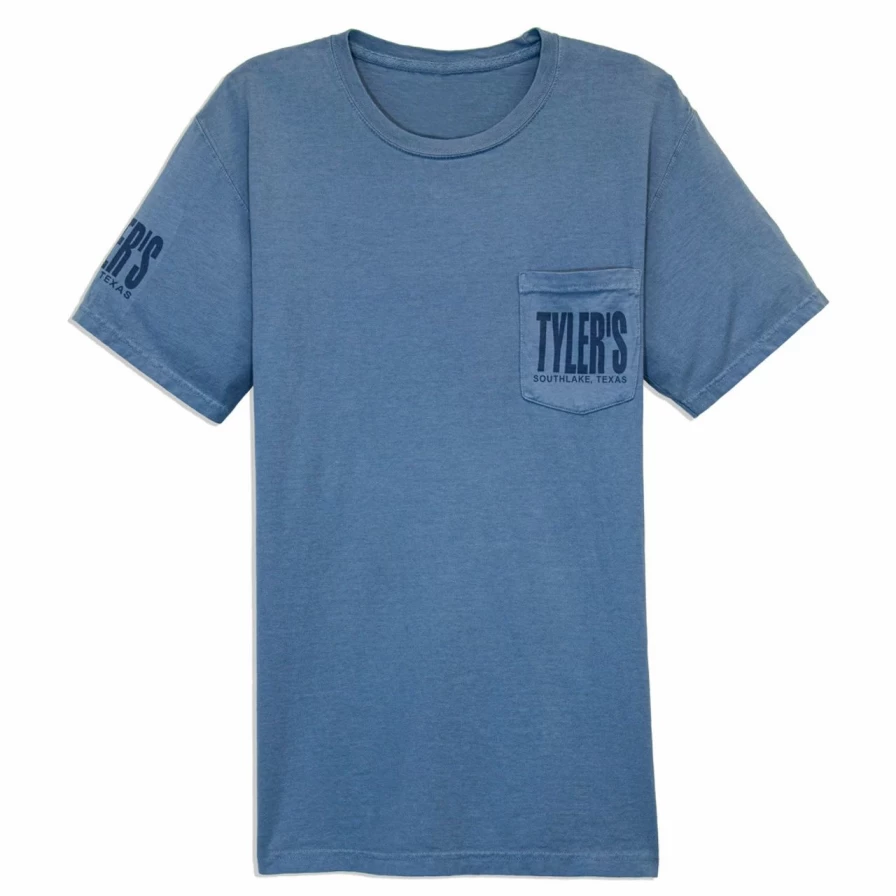 Men's Storm Blue Comfort Color Pocket T-Shirt - Soft Vintage Washed Tee for Casual Wear
