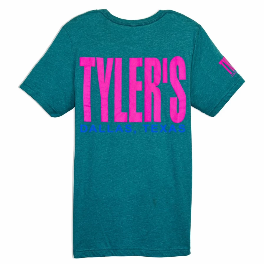 Men's Vintage Teal & Neon Purple Graphic Track Tee - Dallas Retro Streetwear Style