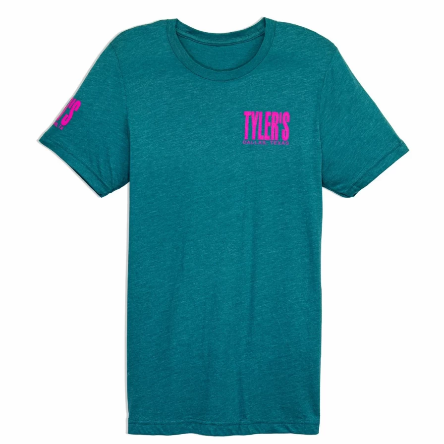 Men's Vintage Teal & Neon Purple Graphic Track Tee - Dallas Retro Streetwear Style
