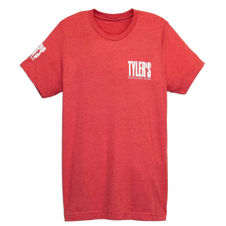 "Southlake Red and White Track Tee by Tyler's - Stylish Athletic T-Shirt"