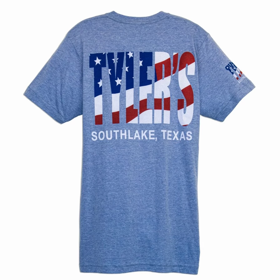 "American Flag Patriotic Blue Track Tee - Southlake Style Tyler's Collection"