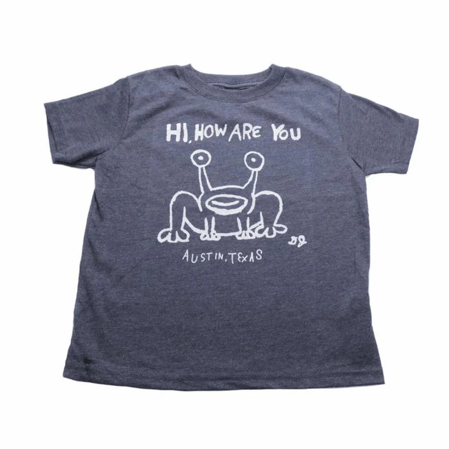 Daniel Johnston's "Hi, How Are You" Kids' T-Shirt in Navy and White