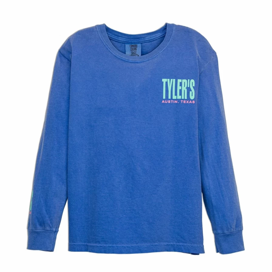 Kids' Comfort Color Long Sleeve Tee - Soft Blue & Mint Green Casual Shirt for Boys & Girls