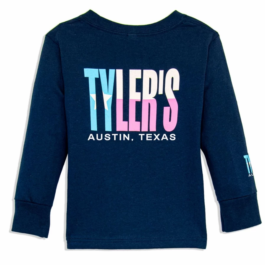 "Toddler's Navy Blue Texas Flag Long Sleeve T-Shirt Austin Themed Boys' Girls' Casual Top"