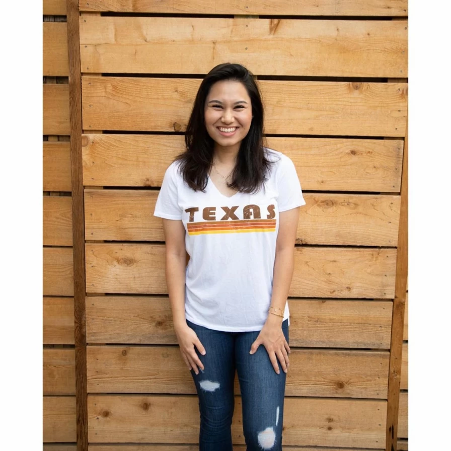 Women's White V-Neck Pocket T-Shirt - Casual Texas Style Tee