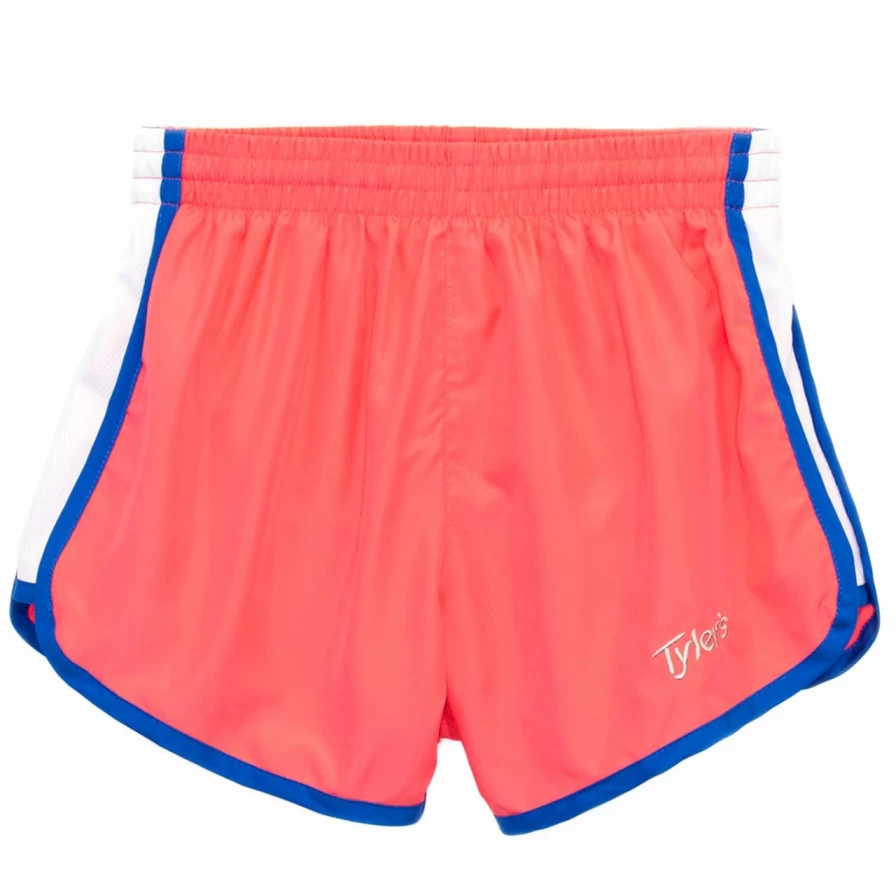 Women's Coral & Royal Blue High-Waist Racer Running Shorts - Quick-Dry Athletic Workout Shorts for Women