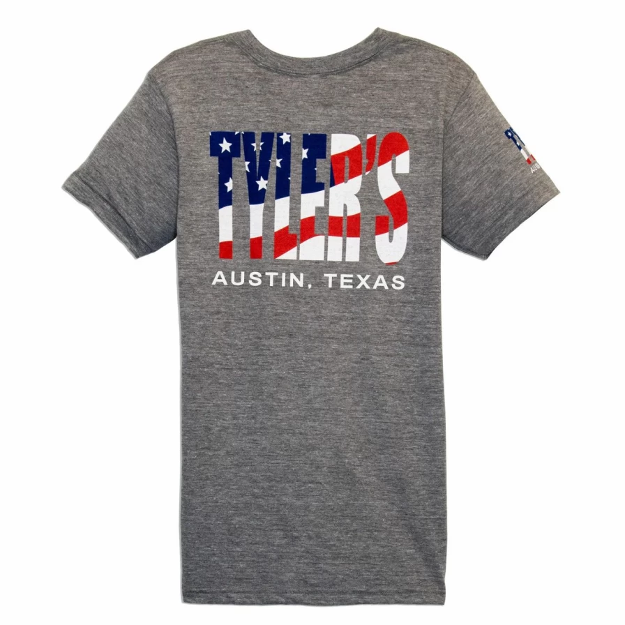 "Kids' American Flag Track Tee - Patriotic Austin Graphic T-Shirt for Boys & Girls"