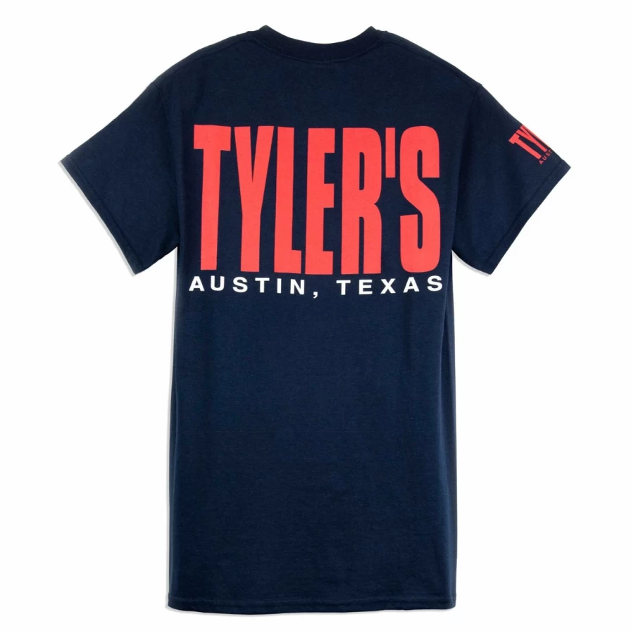 * Tyler's Classic Austin Graphic Tee - Navy, Red & White Color Block Design
