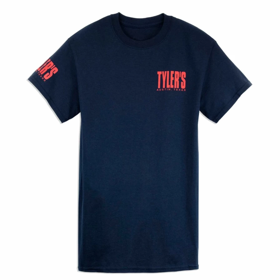 * Tyler's Classic Austin Graphic Tee - Navy, Red & White Color Block Design