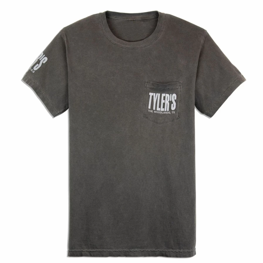 Tyler's Comfort Color Pocket T-Shirt - Soft Casual Tee in Pepper/White