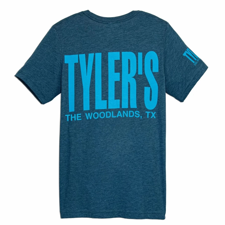 "Men's Steel Blue Turquoise Track Tee - Stylish Casual T-Shirt for Everyday Wear"