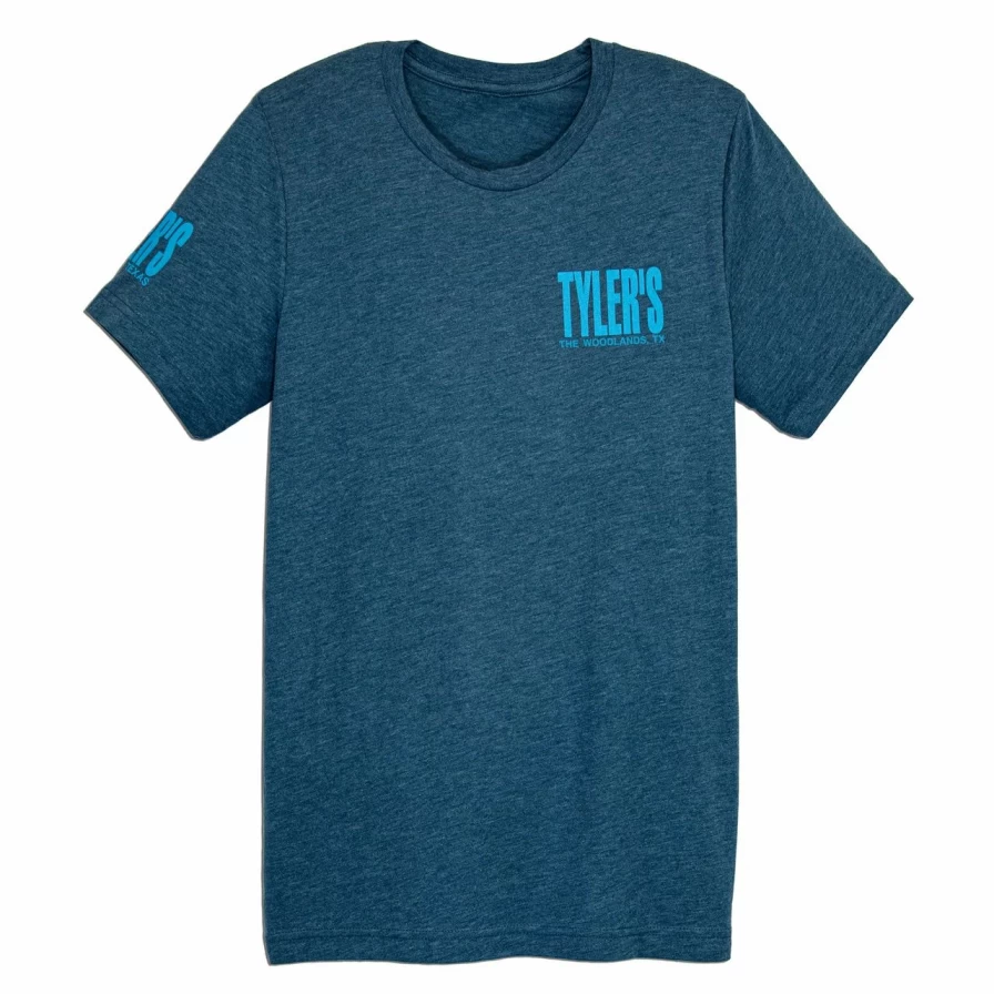 "Men's Steel Blue Turquoise Track Tee - Stylish Casual T-Shirt for Everyday Wear"