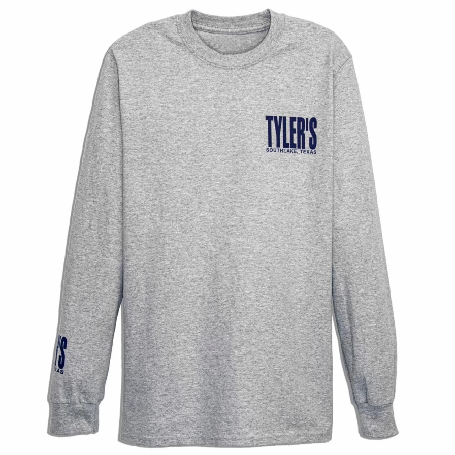 Men's Long Sleeve Grey and Navy Striped T-Shirt - Casual Comfort Fit Tee