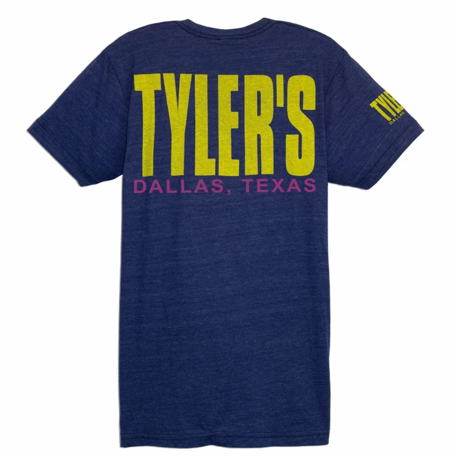 Vintage Tyler's Dallas Track Tee - Indigo, Yellow & Pink Color Block Design
