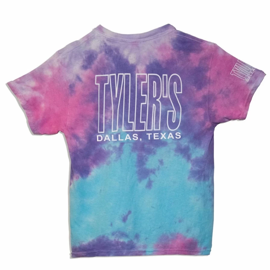 Tyler's Kids Tie Dye Cotton Candy White Outline Graphic Tee Dallas Casual T-Shirt