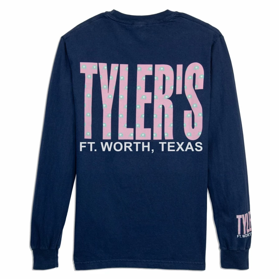 Men's Comfort Color Long Sleeve Pocket T-Shirt with Elephant Print - Tyler's Ft. Worth Casual Tee