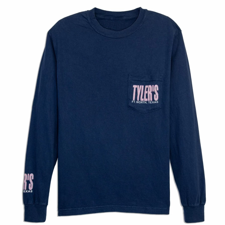 Men's Comfort Color Long Sleeve Pocket T-Shirt with Elephant Print - Tyler's Ft. Worth Casual Tee