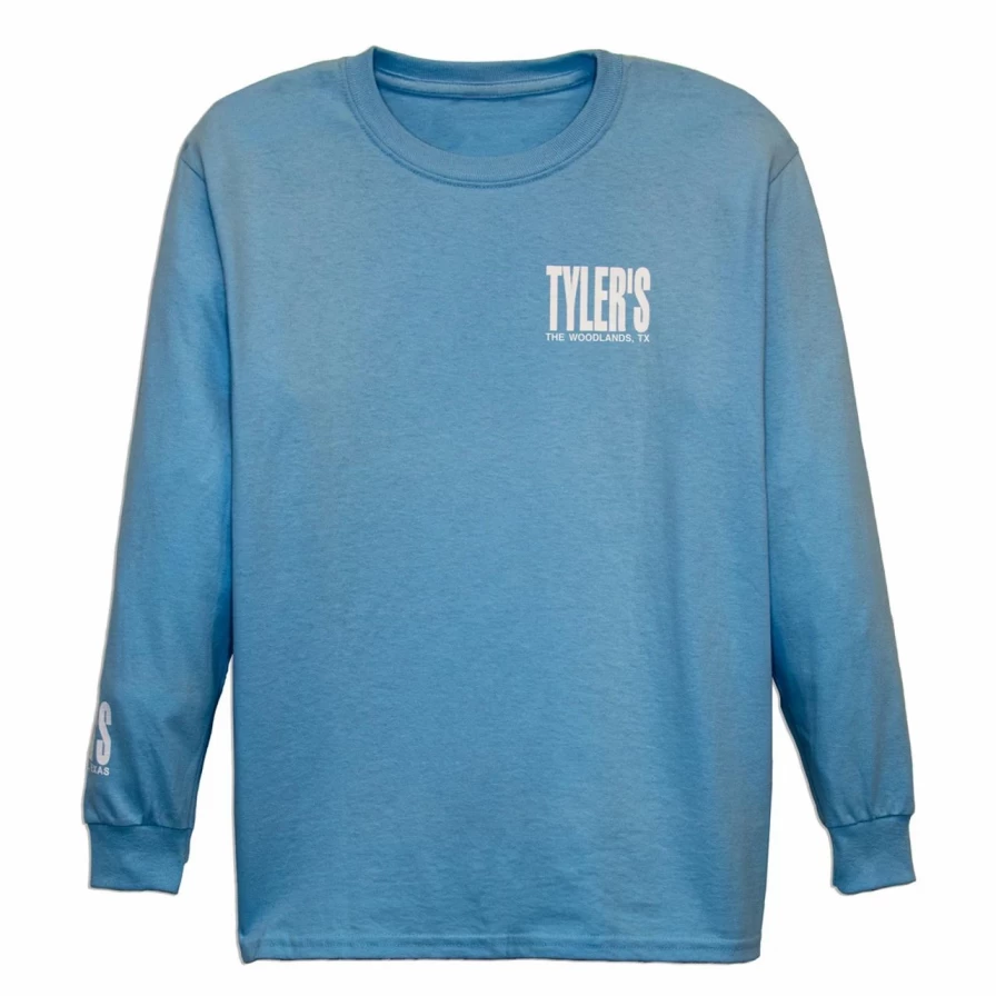 "Kids' Light Blue and White Long Sleeve T-Shirt for Boys and Girls"