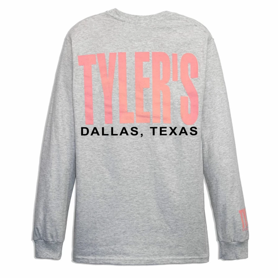 Tyler's Dallas Long Sleeve T-Shirt in Ash Gray and Baby Pink