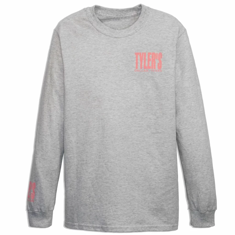 Tyler's Dallas Long Sleeve T-Shirt in Ash Gray and Baby Pink