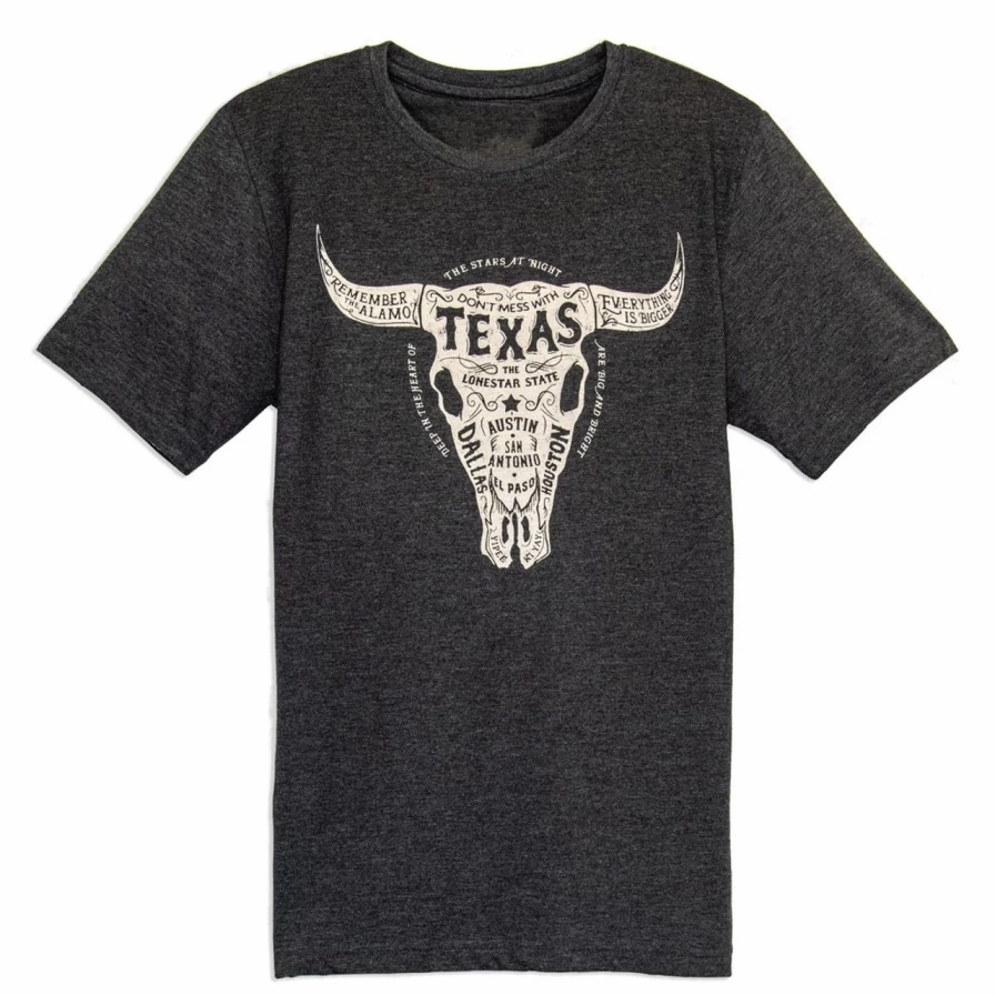 "Charcoal Texas Longhorn Graphic Tee - Vintage Style UT Austin T-Shirt"