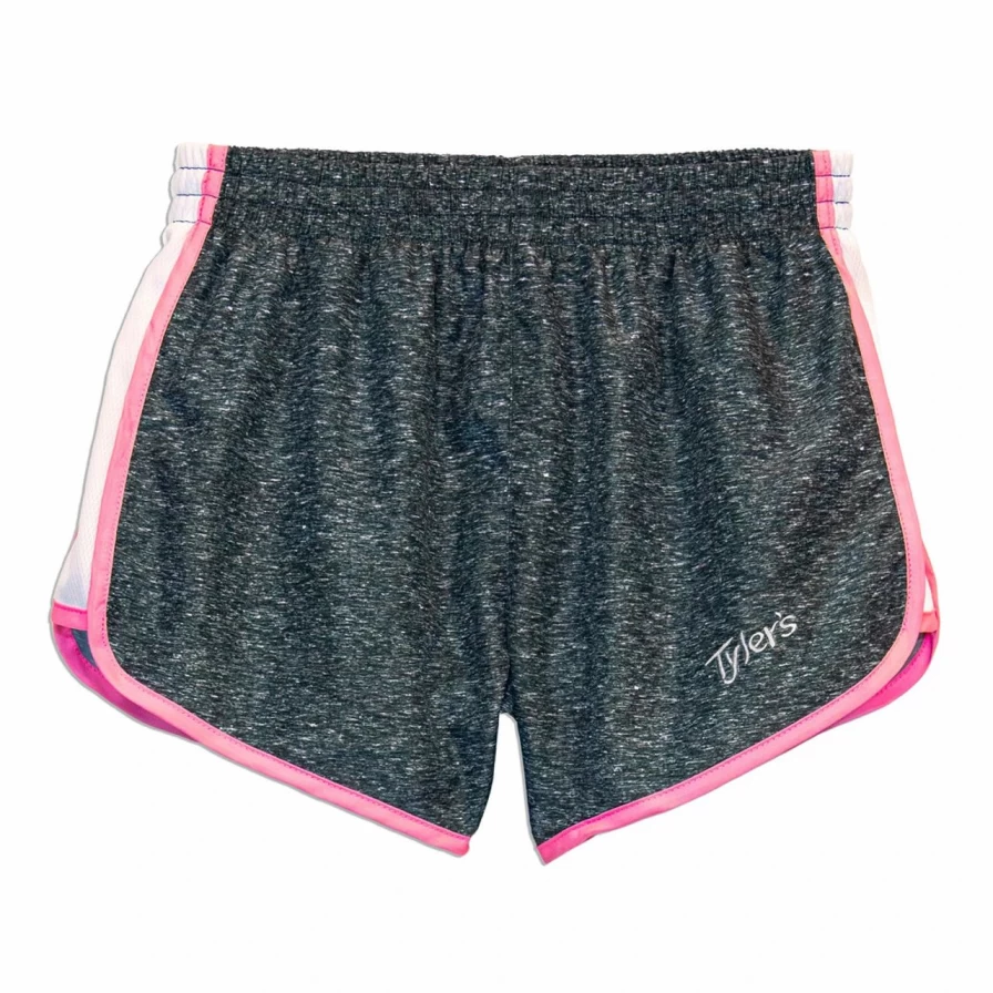Women's Heather Racer Shorts in Charcoal & Pink - Comfortable Athletic Running Shorts for Women