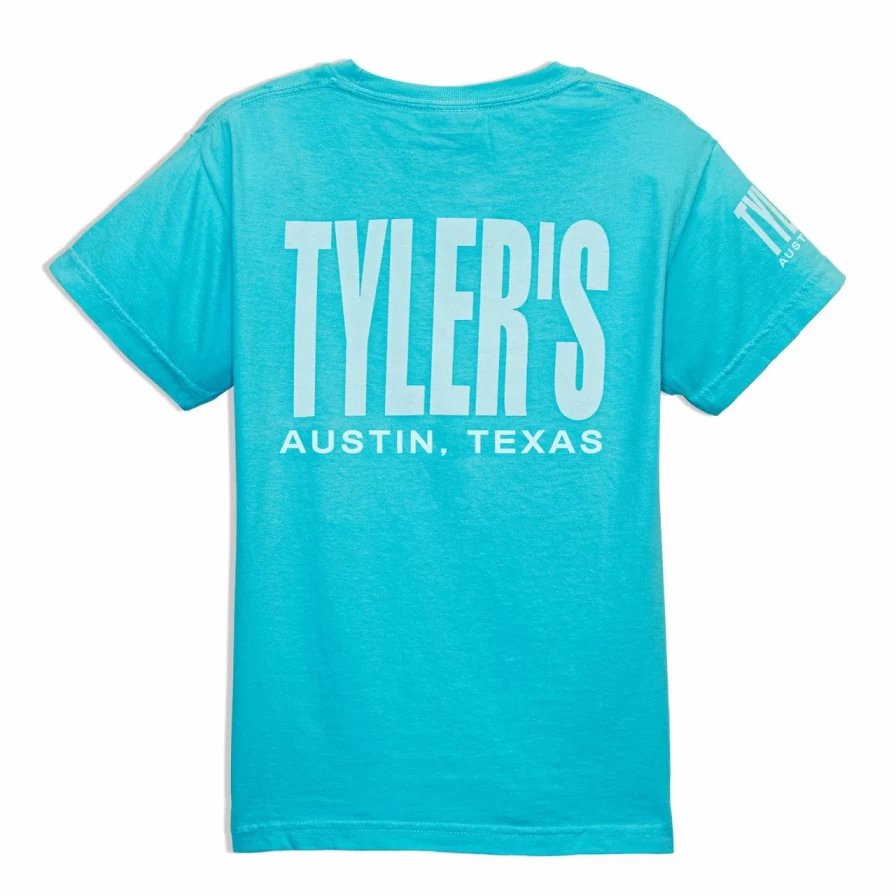 Kids' Light Blue and White Comfort Color T-Shirt by Tyler's - Soft Austin Tee for Children
