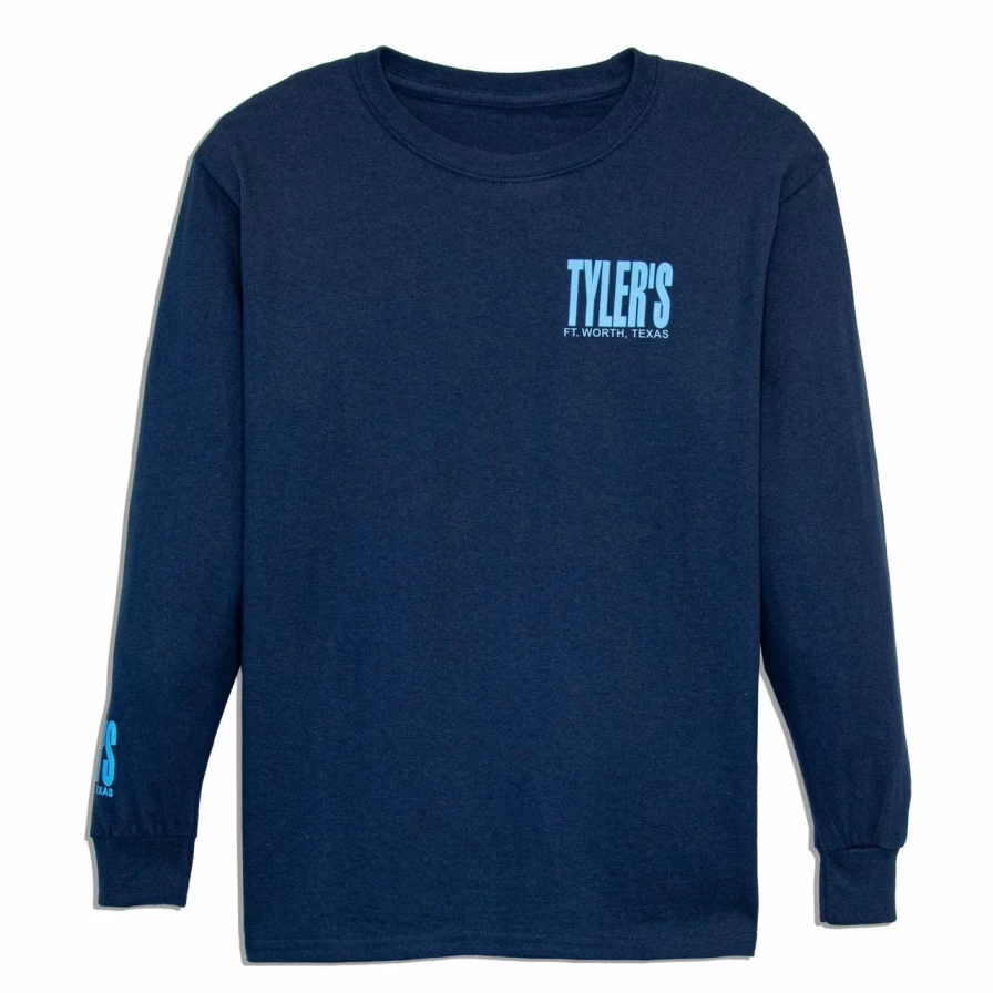 Boys' Navy Blue Long Sleeve T-Shirt with Light Blue Accents - Comfortable Cotton Top for Kids