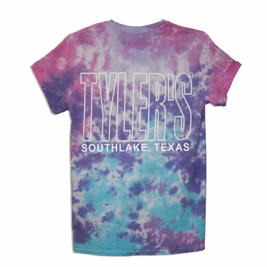 Tyler's Tie Dye Cotton Candy White Outline Tee Southlake Graphic T-Shirt