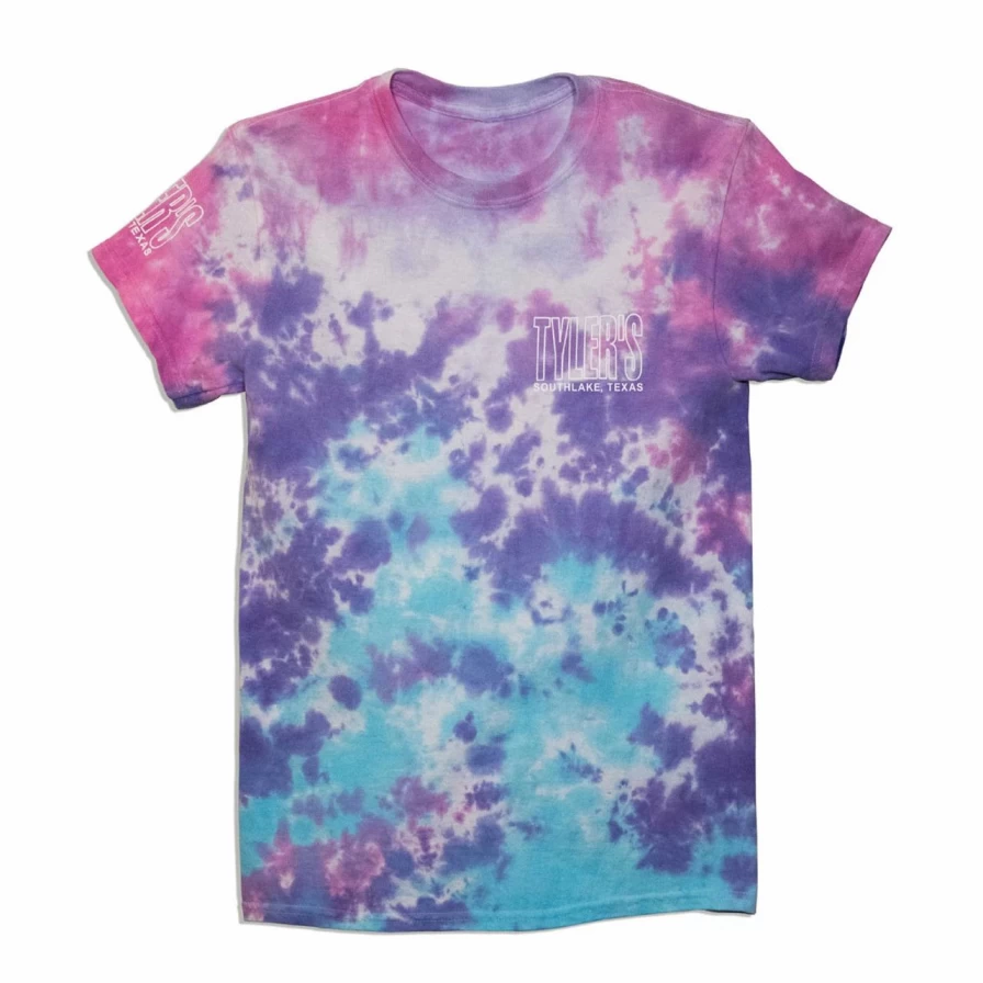Tyler's Tie Dye Cotton Candy White Outline Tee Southlake Graphic T-Shirt