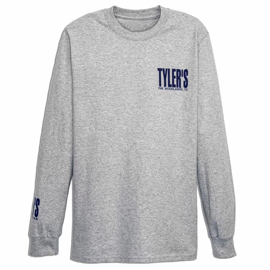Men's Long Sleeve Grey and Navy Striped T-Shirt - Casual Comfort Fit Tee for Everyday Wear